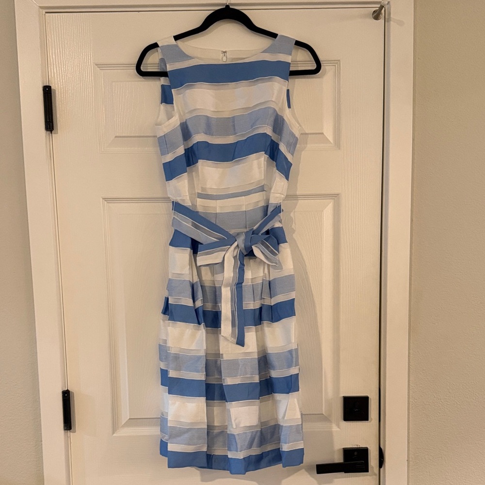 NWT ANNE KLEIN Blue‎ and White Striped Dress 0